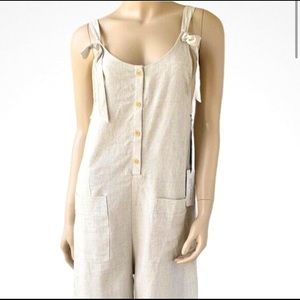 Shinestar Cropped Linen Cottagecore Overalls Jumpsuit